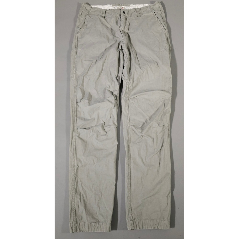 Relwen Chino Pants Mens 32 Gray Olive Cotton Spandex Straight Leg Casual